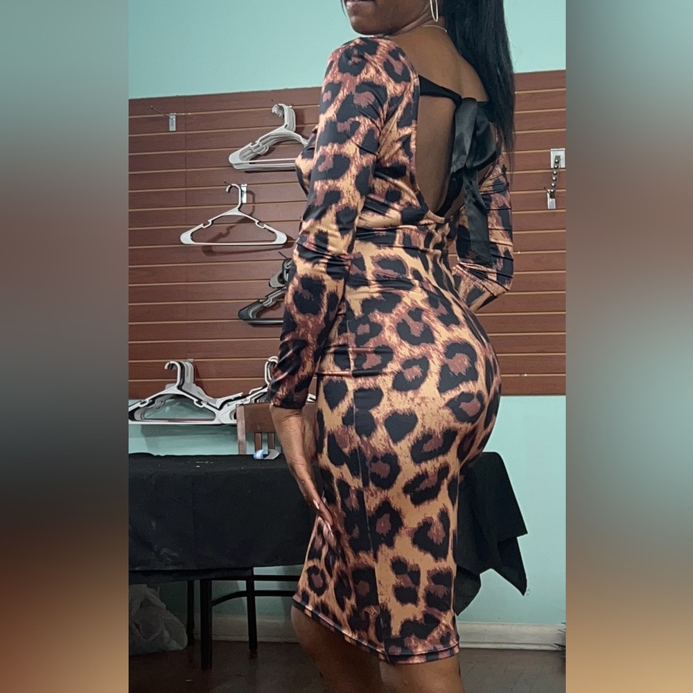 Leopard Print Backless Women’s Dress